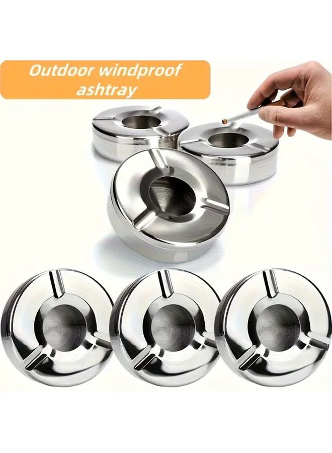 Silver Small Stainless Steel Ashtray With Lid Durable For KTV Restaurant Internet Cafe - Image 3